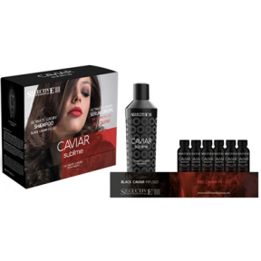 Selective (Селектив) Набор «Caviar Sublime Ultimate Luxury Set» (Шампунь «Ultimate Luxury» + Сыворотка «Ultimate Luxury Serum Drops» восстанавливающая), 250 мл. + 6х10 мл. 